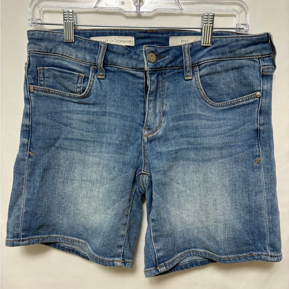 Pilcro and the Letterpress Anthropologie Denim Roll Up Stet Jean Shorts Size‎ 27